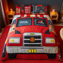 Load image into Gallery viewer, Ignite Adventure: Fire Truck Quilt Bedding Set - Personalized Gifts for Firefighters Blanket PopCulturePrints
