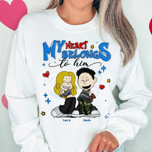 Load image into Gallery viewer, Personalized Y2K Style Couple Hoodie – My Heart Belongs to Him Shirts PopCulturePrints
