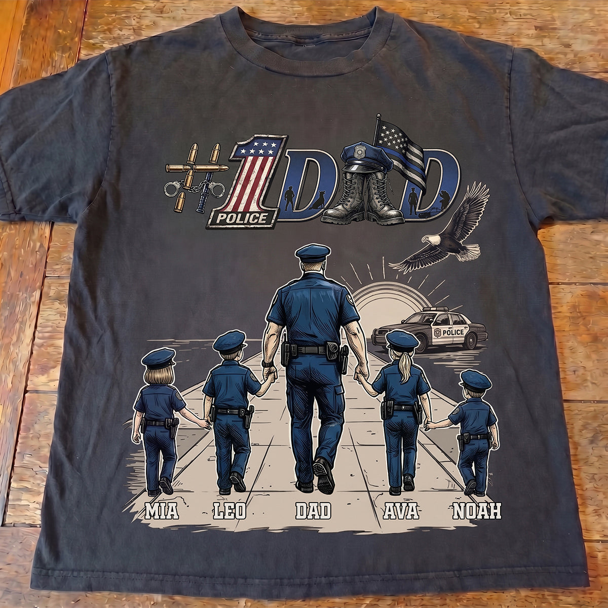 #1 Police Dad - Personalized Gifts for Proud Police Dads Shirts PopCulturePrints