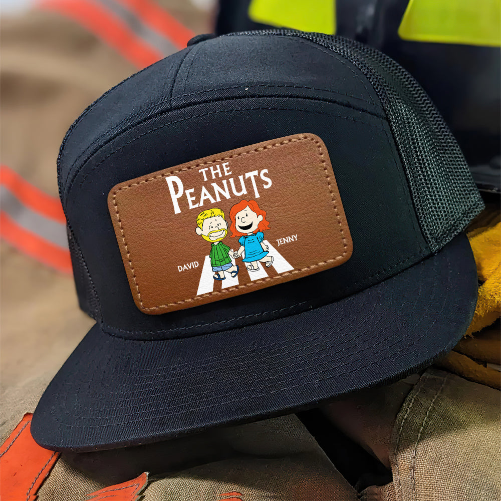 Personalized Couples Leather Patch Hat - Peanuts Custom Design