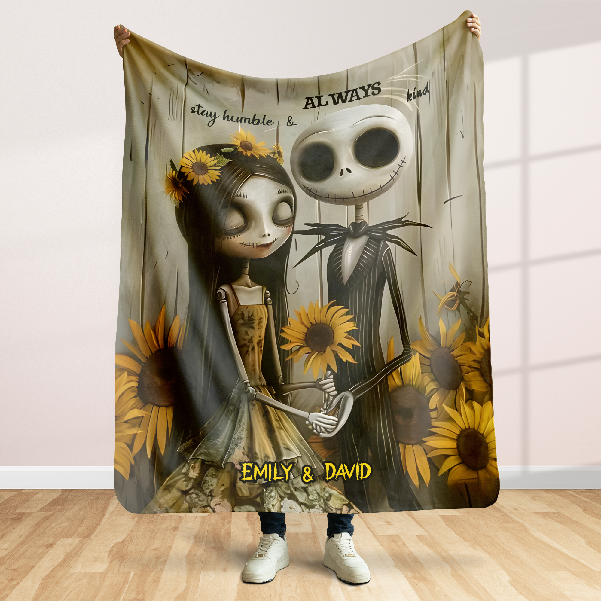 Customized Halloween Couple's Blanket - Stay Humble & Always Kind Design