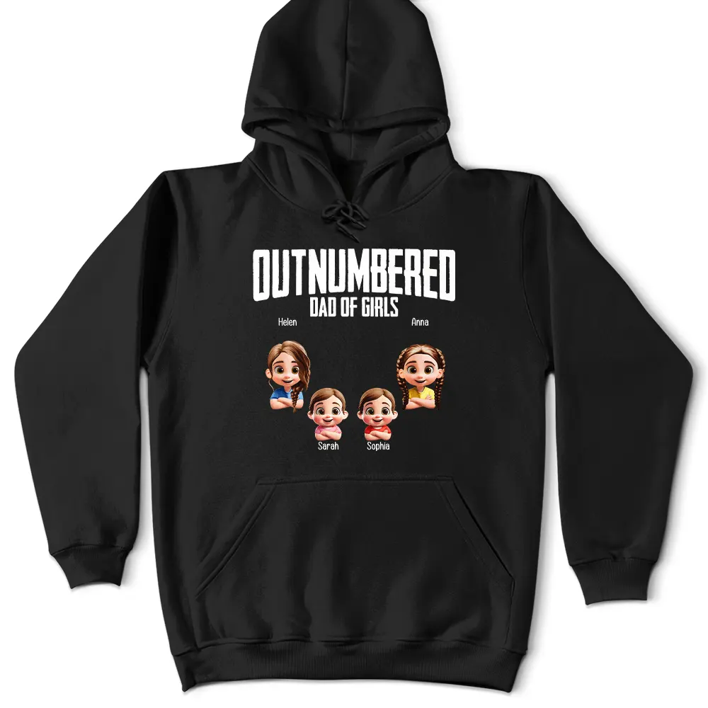 Outnumbered Dad Of Girls - Personalized T-Shirt for Proud Dads T-shirt PopCulturePrints