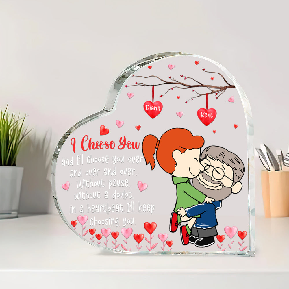 Personalized Cartoon Heart-Shaped Acrylic Plaque for Couples Shaped Plaques PopCulturePrints
