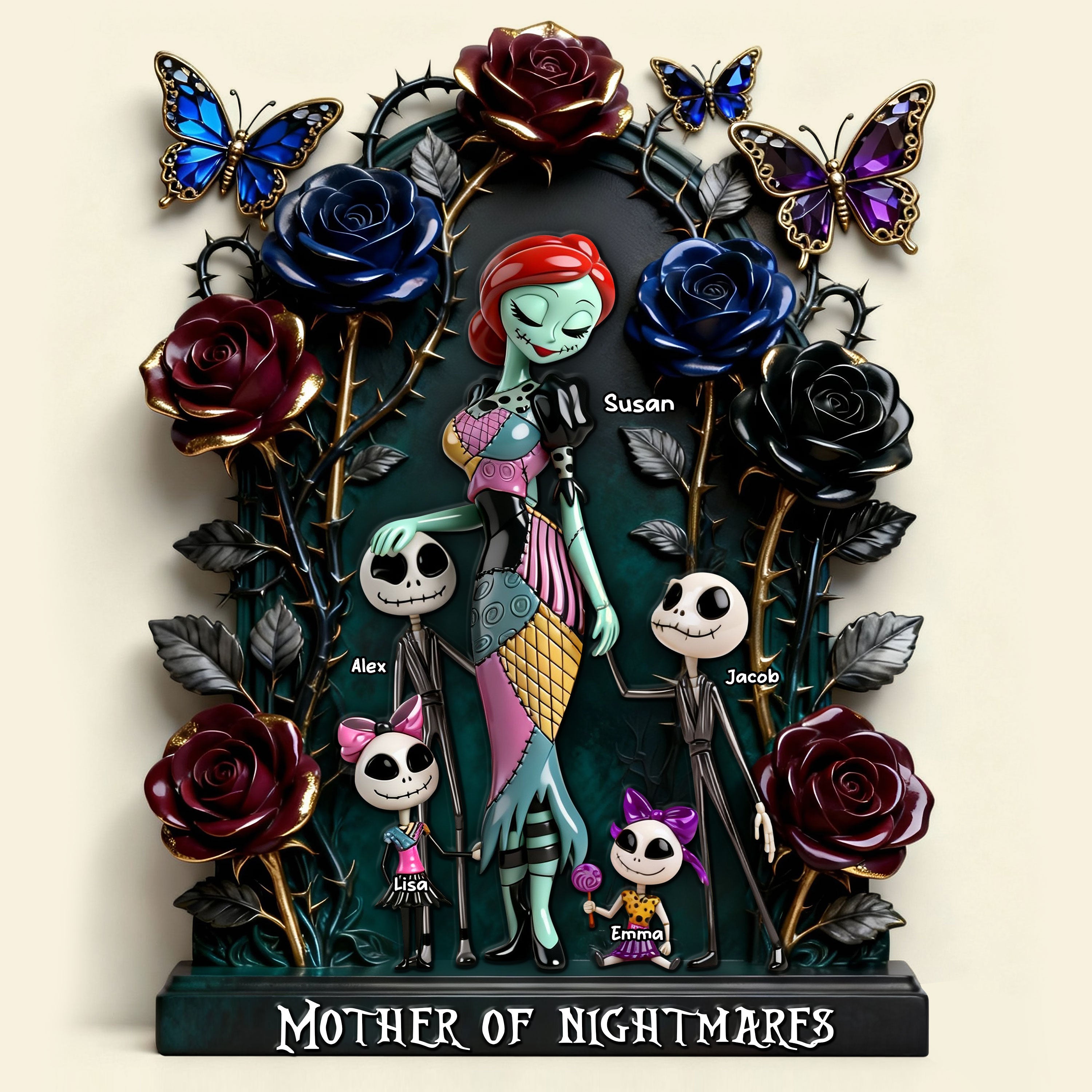 "Embrace the Unconventional Love!" - Horror Mom And Kids Acrylic Plaque - Personalized Gifts for Mom, Grandma, and More Shaped Plaques PopCulturePrints