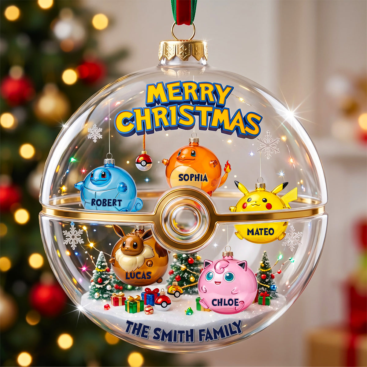 “Celebrate Joy with Personalized Fun Inflated Creatures!” - Custom Acrylic Ornament for Families