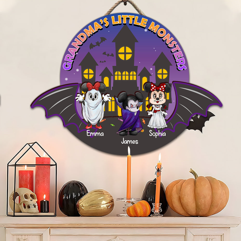 Personalized Grandma's Little Monsters Halloween Wood Sign Wood Sign PopCulturePrints
