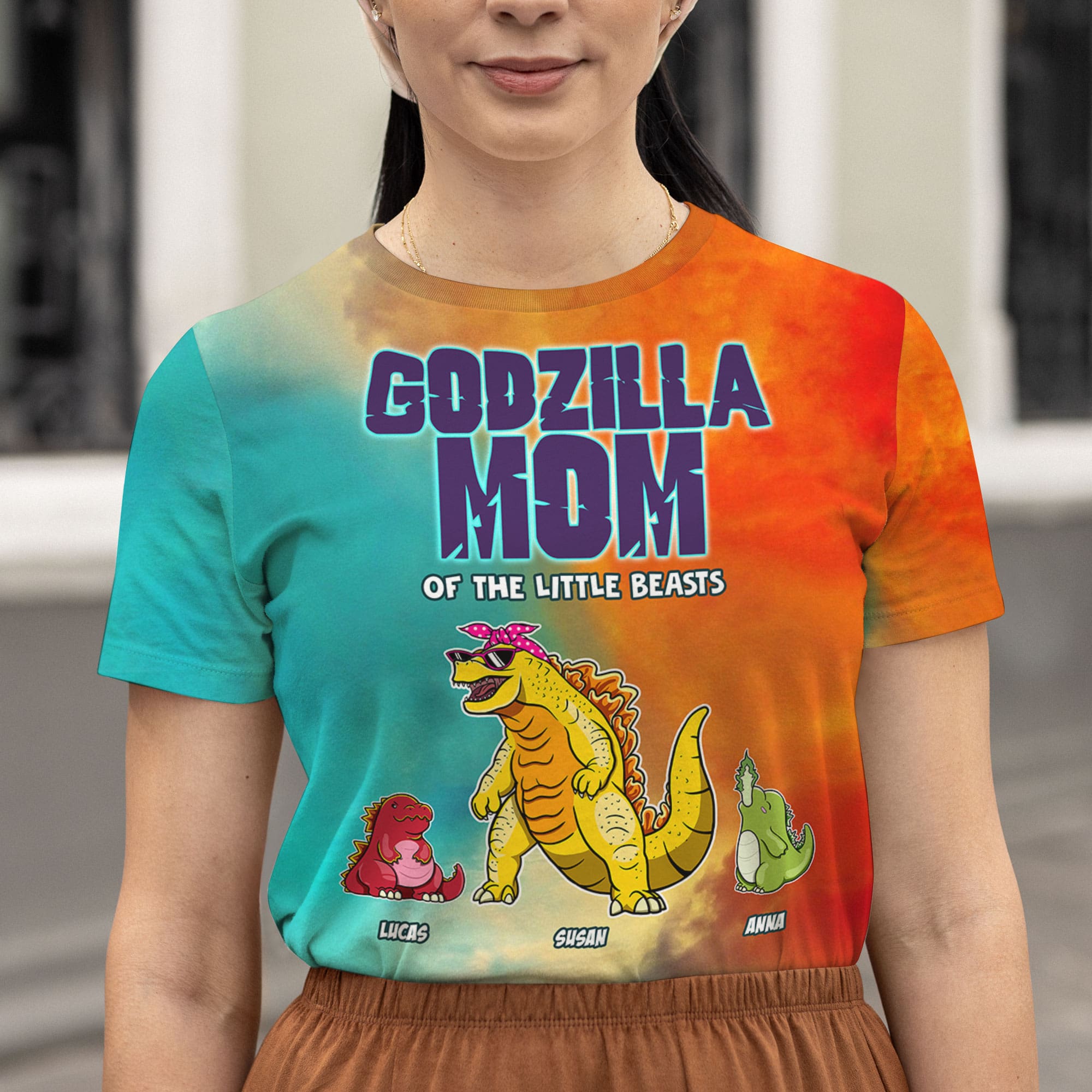 Personalized Godzilla Mom Shirt - Fun Gift for Mother's Day AOP Products PopCulturePrints