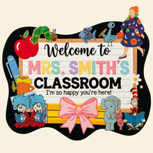 Load image into Gallery viewer, “Welcome to a World of Learning” - Personalized Classroom Welcome Mat for Teachers - Perfect Gift for Educators, School Staff, New Teachers Doormat PopCulturePrints

