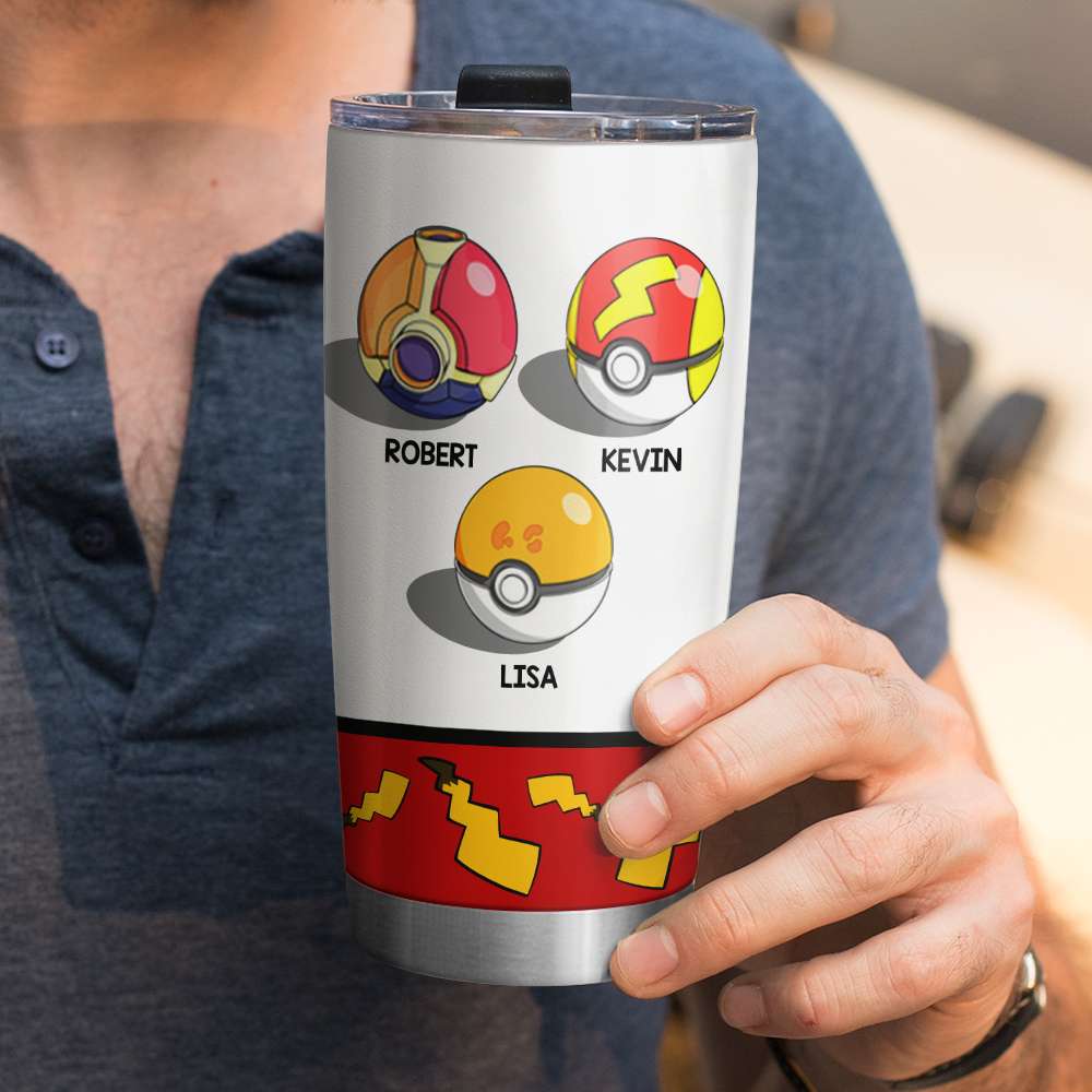 Best PokeDad Ever Personalized Tumbler Cup - Custom Gift for Dad