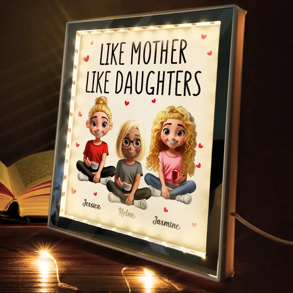 Like Mother Like Daughters - Personalized LED Mirror Frame Lamp - A Meaningful Gift for Moms and Daughters Mirror Frame Lamp PopCulturePrints