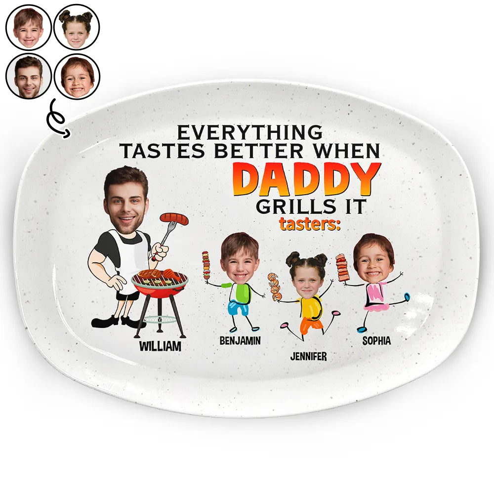 Everything Tastes Better When Daddy Grills It - Personalized Plate Plate PopCulturePrints