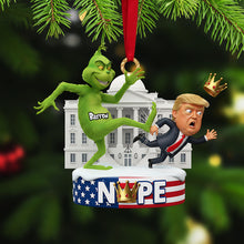 Load image into Gallery viewer, &quot;Kick the Grinch Out of Xmas!&quot; - Personalized Funny Acrylic Ornament for Friends and Family Ornament PopCulturePrints
