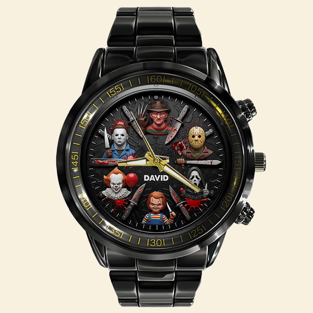 “Time to Scare!” – Horror Men's Watch – Personalized Gift for Horror Movie Fans Men's Watch PopCulturePrints