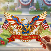 Load image into Gallery viewer, Celebrate Freedom: 250th Anniversary Of The USA Suncatcher - Personalized Gift for Patriots Ornament PopCulturePrints
