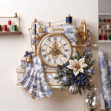Load image into Gallery viewer, Embrace Timeless Artistry - Floral Sewing Toile De Jouy Wall Clock - Personalized Gift for Craft Lovers and Special Occasions Hanging Wall Clock PopCulturePrints
