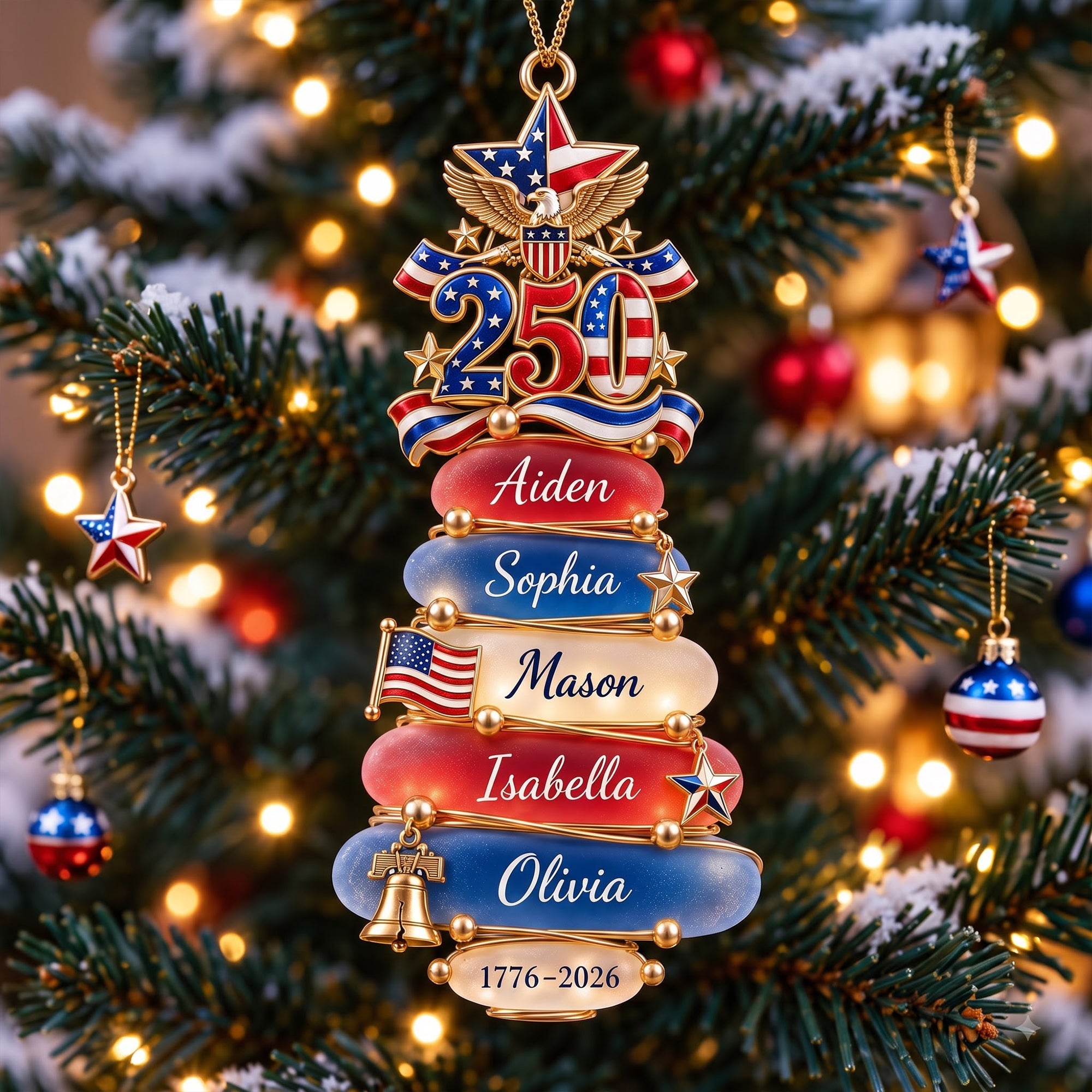 Celebrate Family Tradition - Personalized Patriot Family Acrylic Ornament Ornament PopCulturePrints