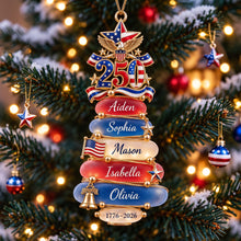 Load image into Gallery viewer, Celebrate Family Tradition - Personalized Patriot Family Acrylic Ornament Ornament PopCulturePrints
