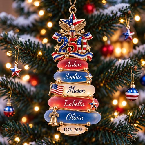 Celebrate Family Tradition - Personalized Patriot Family Acrylic Ornament Ornament PopCulturePrints