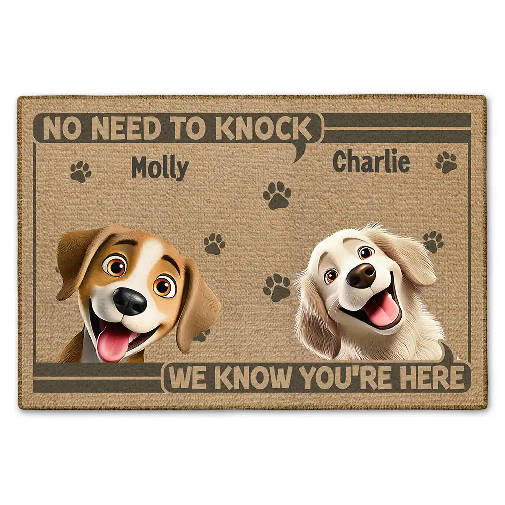 No Need To Knock! We Know You're Here - Personalized 3D Dog Doormat Doormat PopCulturePrints
