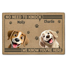 Load image into Gallery viewer, No Need To Knock! We Know You're Here - Personalized 3D Dog Doormat Doormat PopCulturePrints
