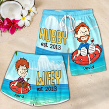 Load image into Gallery viewer, Personalized Couple Matching Shorts - Fun &amp; Unique Design Beach Shorts PopCulturePrints

