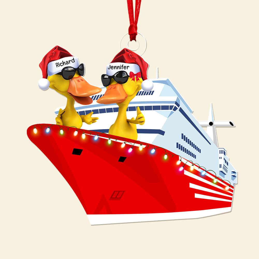 Personalized Christmas Ornament for Duck Lovers - Cruising Ducks Design