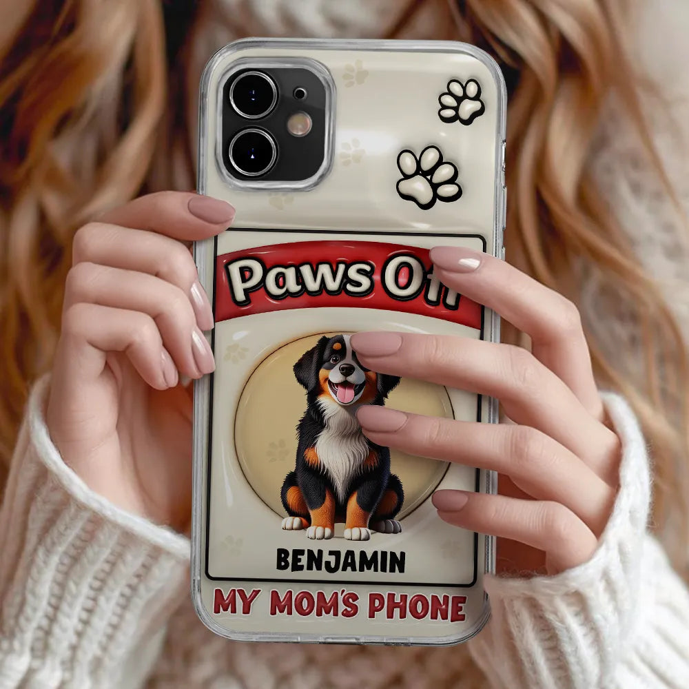 Paws Off Mom Dad Dog Cat Pet Lover - Personalized Clear Phone Case Clear Phone Case PopCulturePrints
