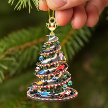 Load image into Gallery viewer, Rev Up the Holidays! Personalized Racing Car Christmas Acrylic Ornament - Perfect for Car Enthusiasts Ornament PopCulturePrints
