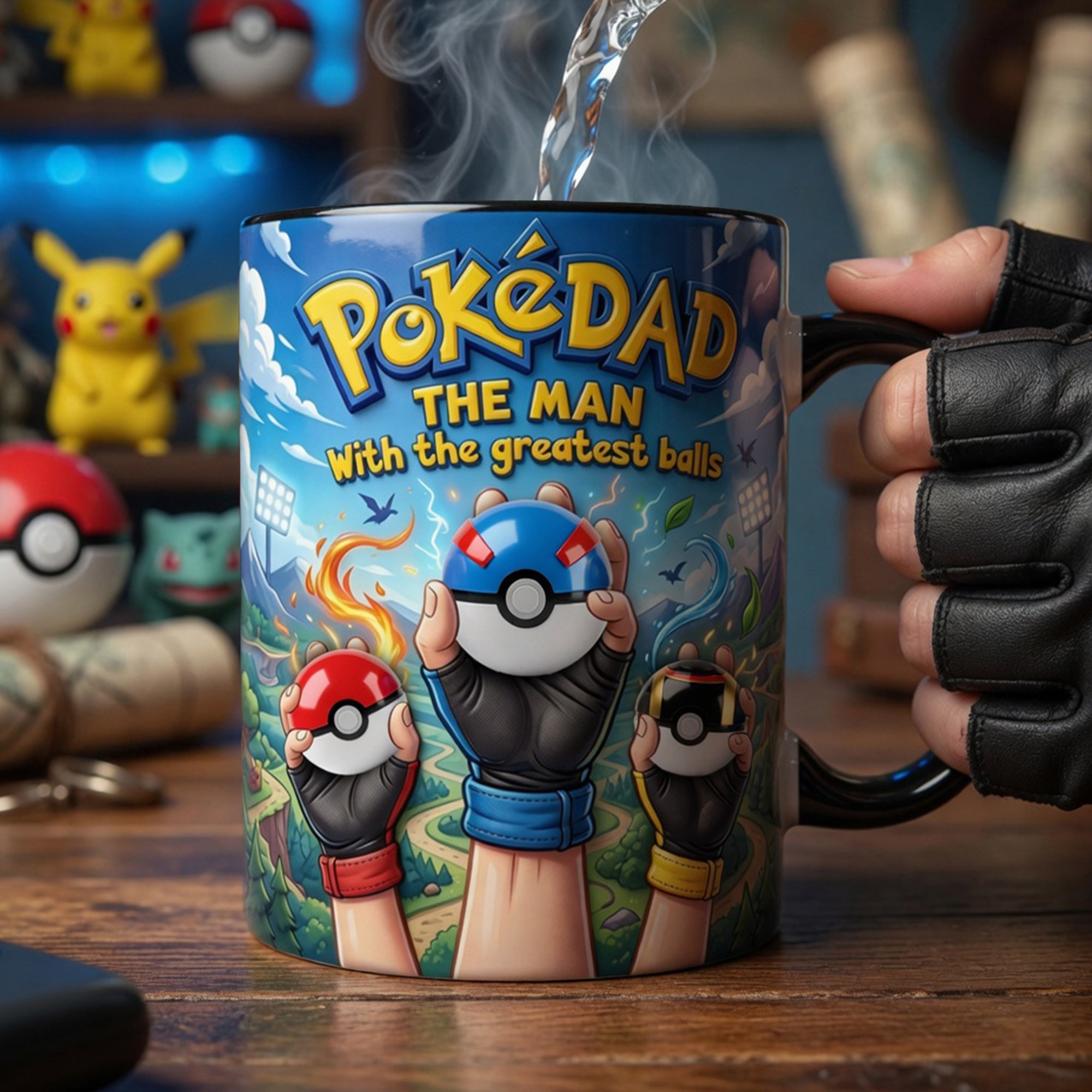 “PokeDad - The Man with the Greatest Balls” - Personalized Magic Mug for Dads and Grandpas Coffee Mug PopCulturePrints