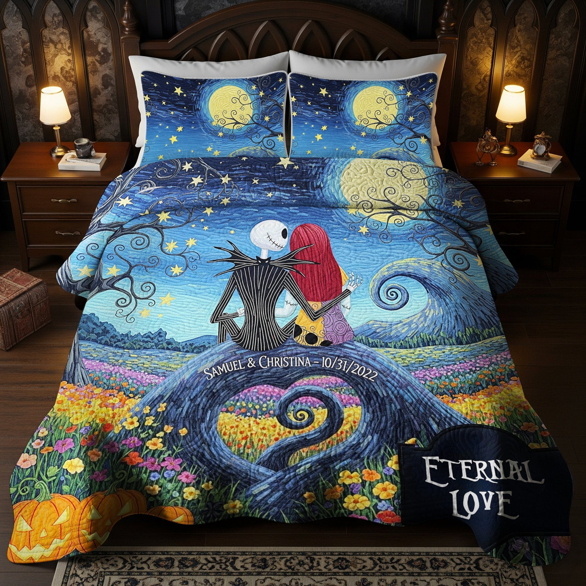 Eternal Love: Personalized Horror Couple Quilt Bedding Set - Unique Gift for Couples & Fans Bedding Set PopCulturePrints