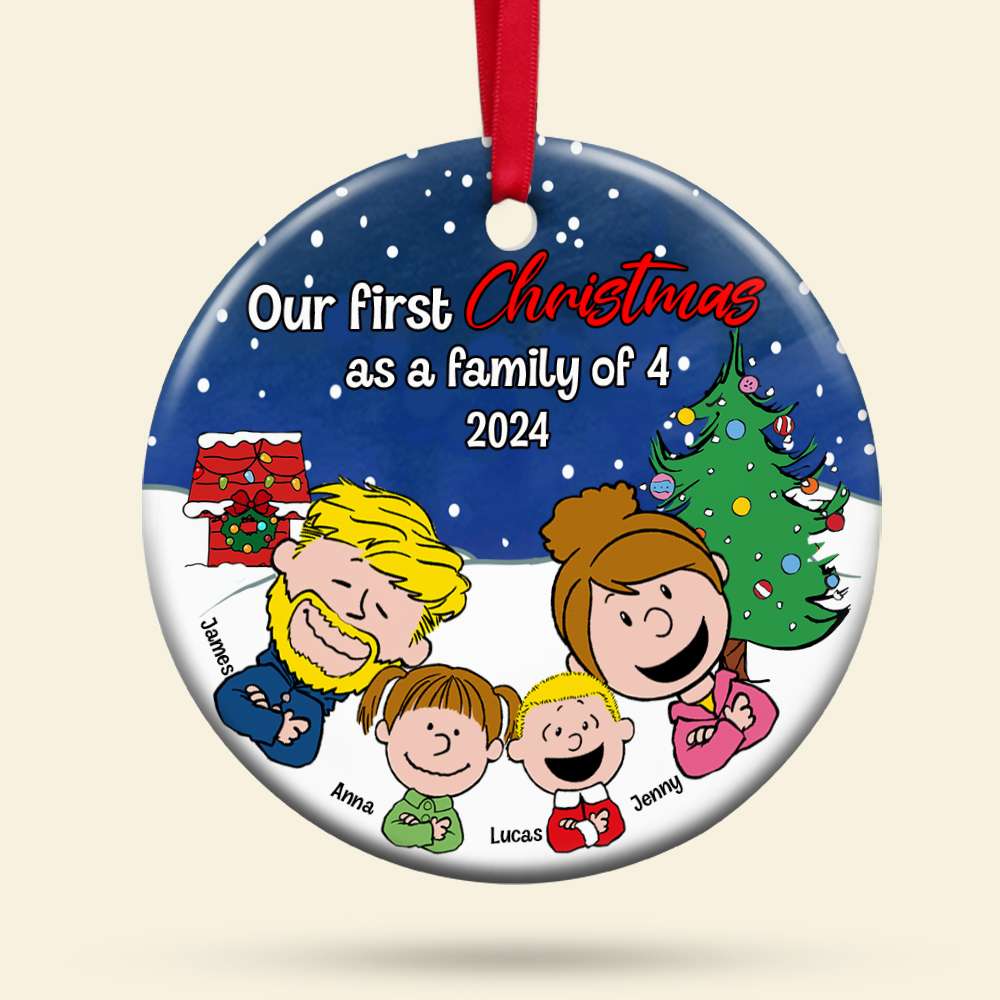 Personalized Family Christmas Ornament - Our First Christmas as a Family of 4 2024