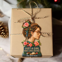 Load image into Gallery viewer, Just a Girl Who Loves Books Ornament - Personalized Gift for Book Lovers Ornament PopCulturePrints
