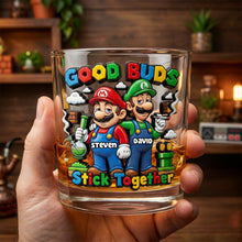 Load image into Gallery viewer, Good Buds Stick Together - Stoned Friends 11oz Round Glass - Personalized Gift for Friends Glass PopCulturePrints
