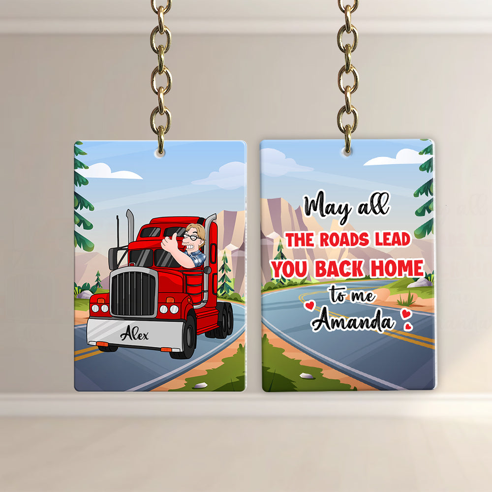 Personalized Semi Truck Driver Keychain - Custom Road Home Gift Keychains PopCulturePrints
