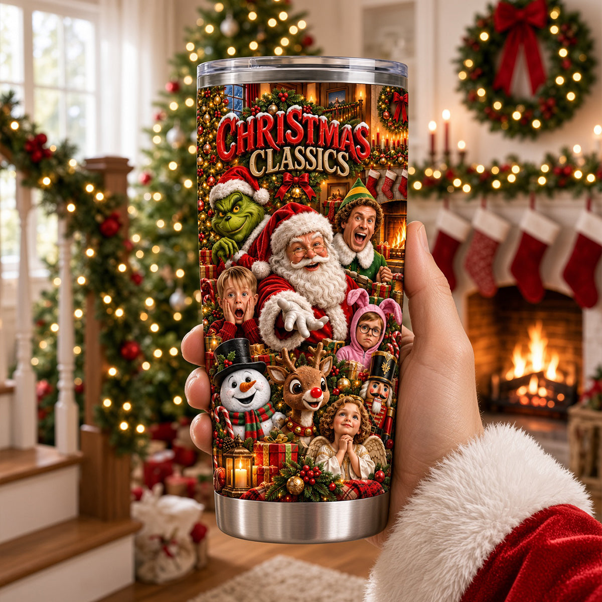 Bring Holiday Cheer with Our Personalized Christmas Classics Tumbler - Perfect Gifts for Family and Friends