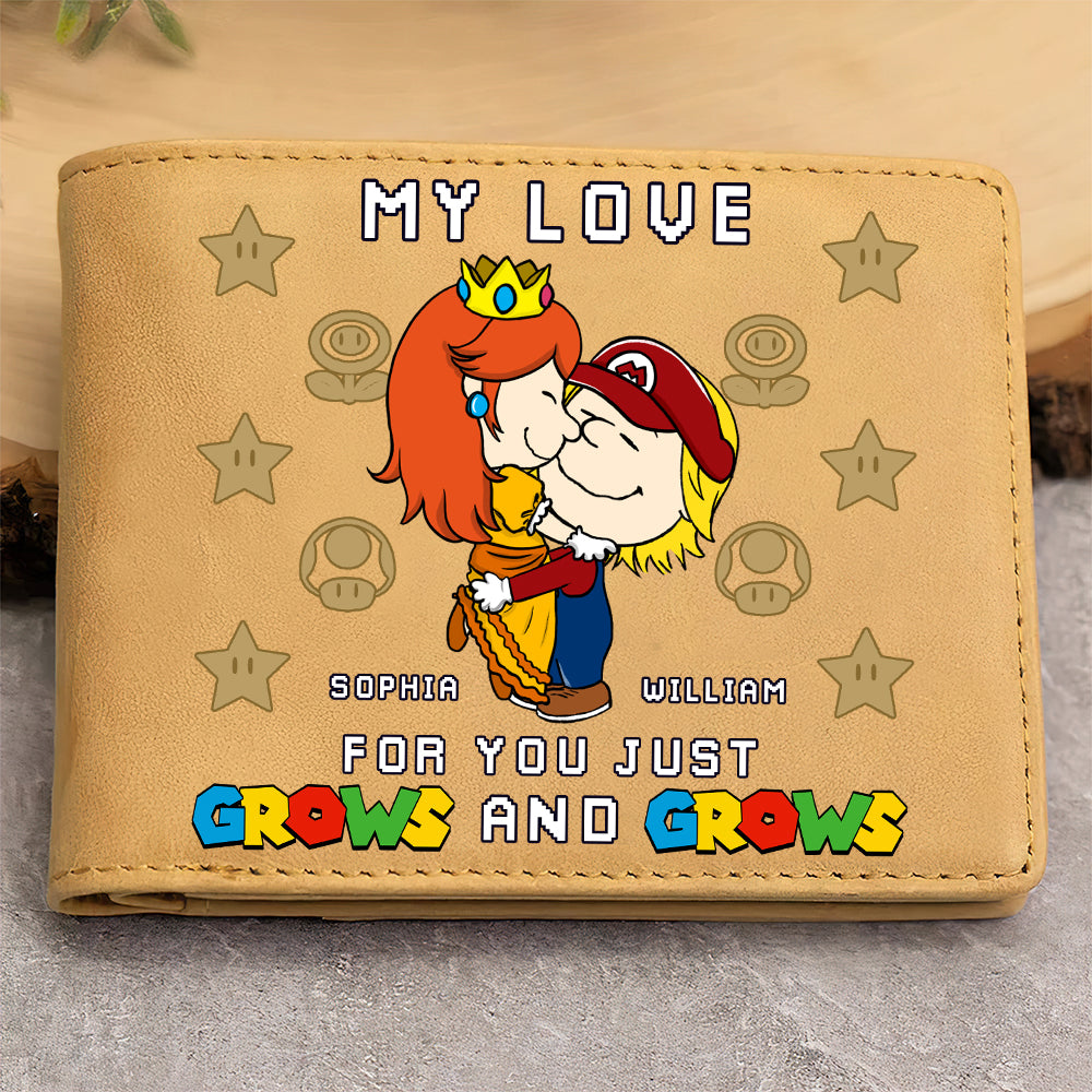 Personalized PU Leather Wallet for Him - My Love For You Just Grows Leather Wallet PopCulturePrints