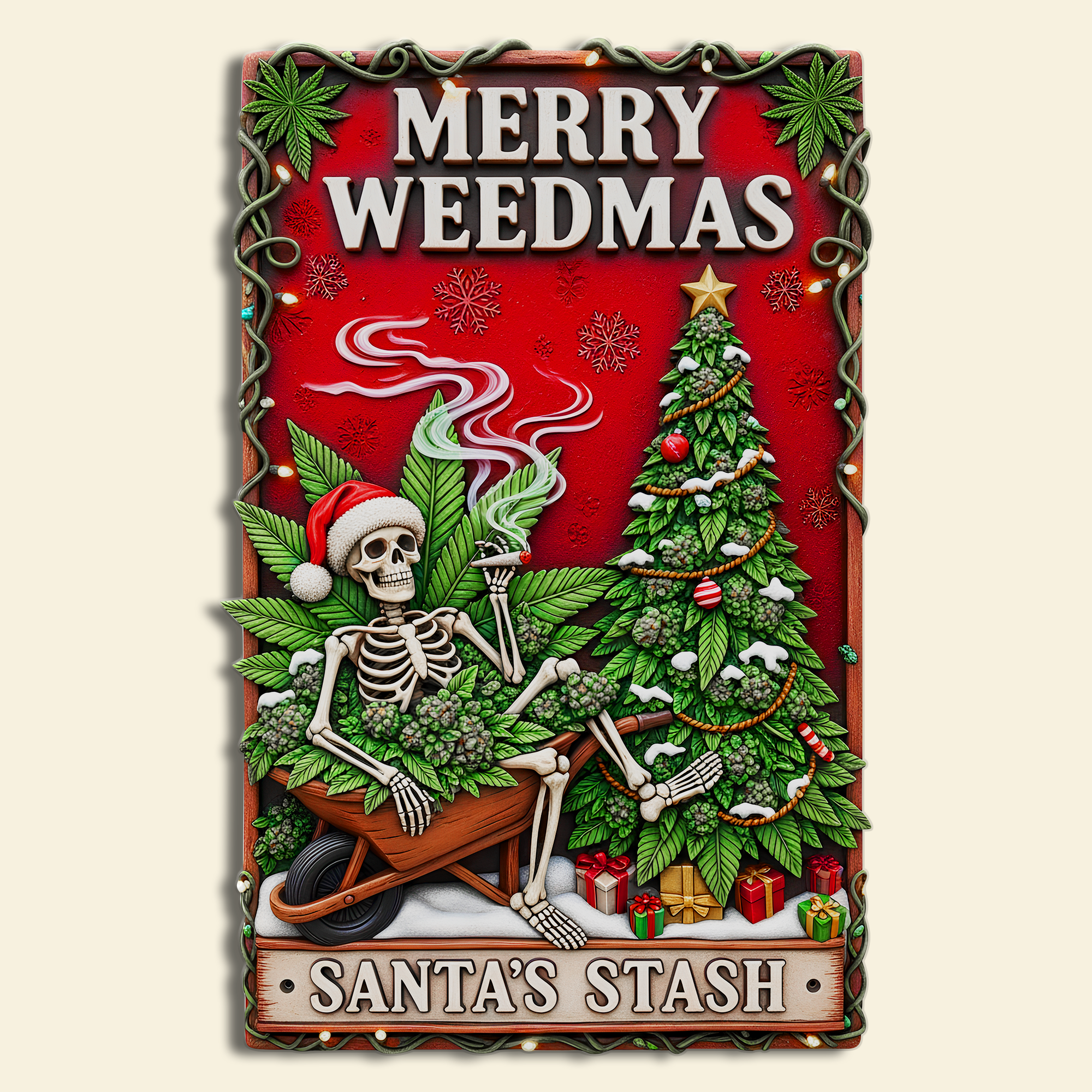 Merry Weedmas Metal Sign - Personalized Gift for Smokers Metal Signs PopCulturePrints