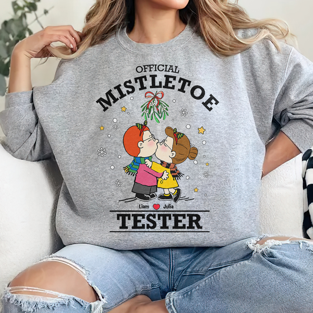 Customizable Couple Sweatshirt - Kissing Under Mistletoe