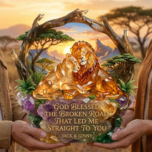 Load image into Gallery viewer, God Blessed the Broken Road Acrylic Plaque - Personalized Couple Gift Shaped Plaques PopCulturePrints
