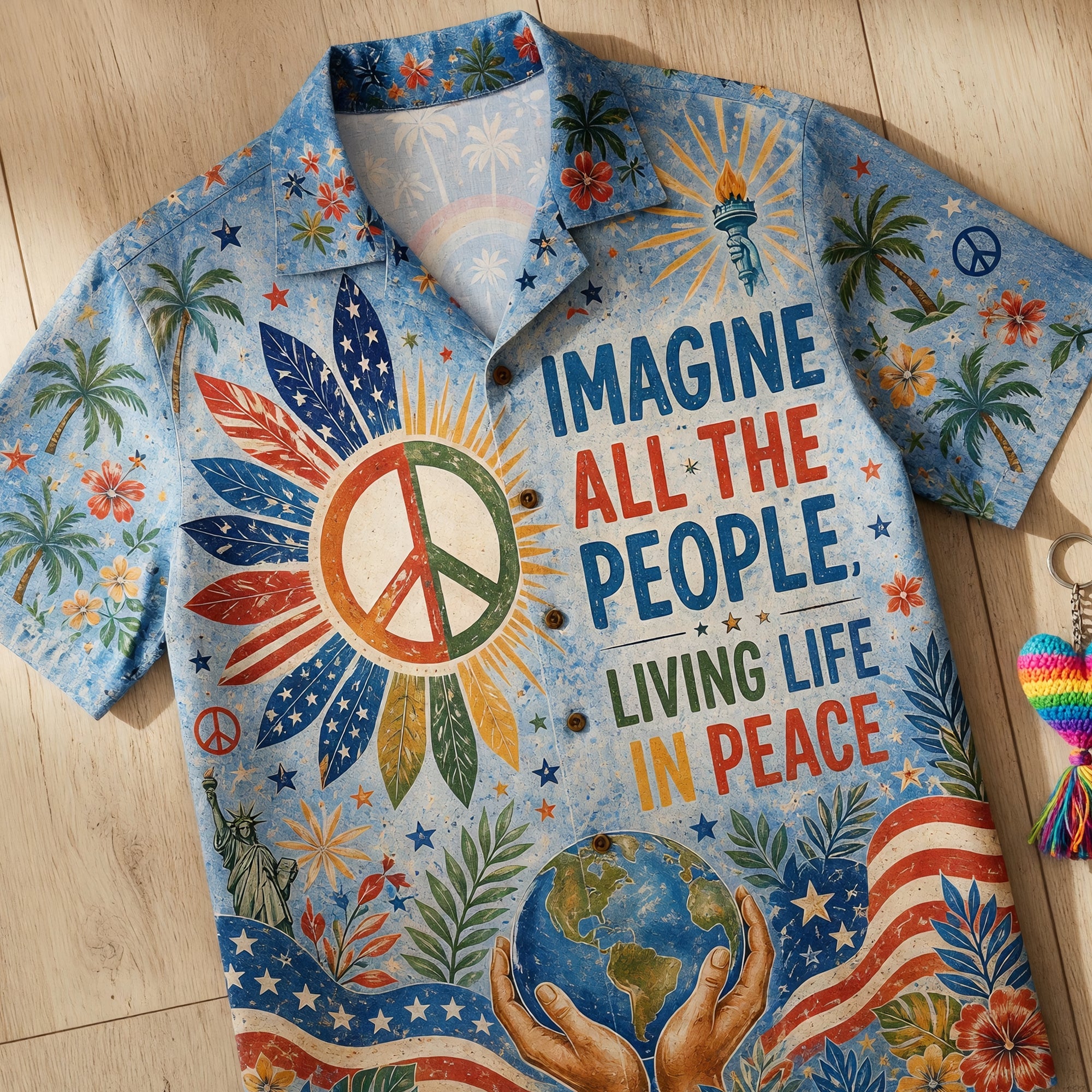 Imagine All the People Living Life in Peace - Personalized Hawaiian Shirt for Peace Lovers Hawaiian Shirts PopCulturePrints
