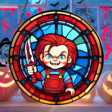 Load image into Gallery viewer, Custom Horror Movie Fan Stained Glass Ornament | Personalized Halloween Decoration
