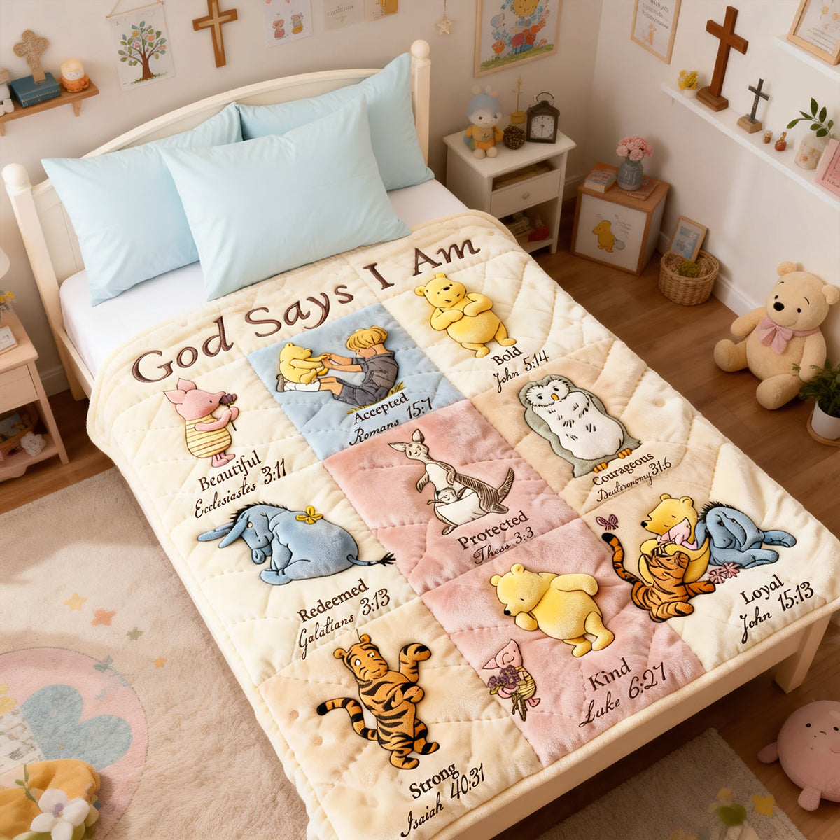God Says I Am - Personalized Christian Blanket Gift for All Occasions Blanket PopCulturePrints