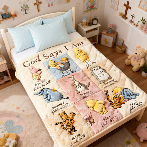 God Says I Am - Personalized Christian Blanket Gift for All Occasions Blanket PopCulturePrints