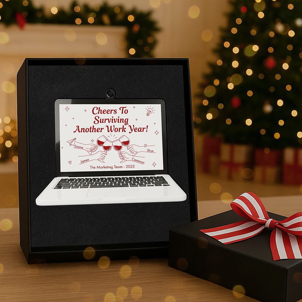 Cheers To Surviving Another Work Year! - Personalized Acrylic Christmas Ornament for Coworkers Ornament PopCulturePrints