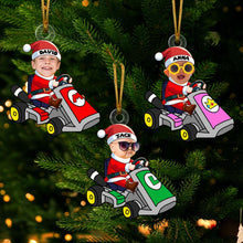 Load image into Gallery viewer, Custom Kid&#39;s Karting Photo Ornament - Personalized Christmas Gift Ornament PopCulturePrints
