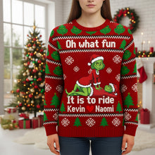 Load image into Gallery viewer, Oh What Fun! Personalized Funny Couple Ugly Sweater - Custom Gift for Couples AOP Products PopCulturePrints

