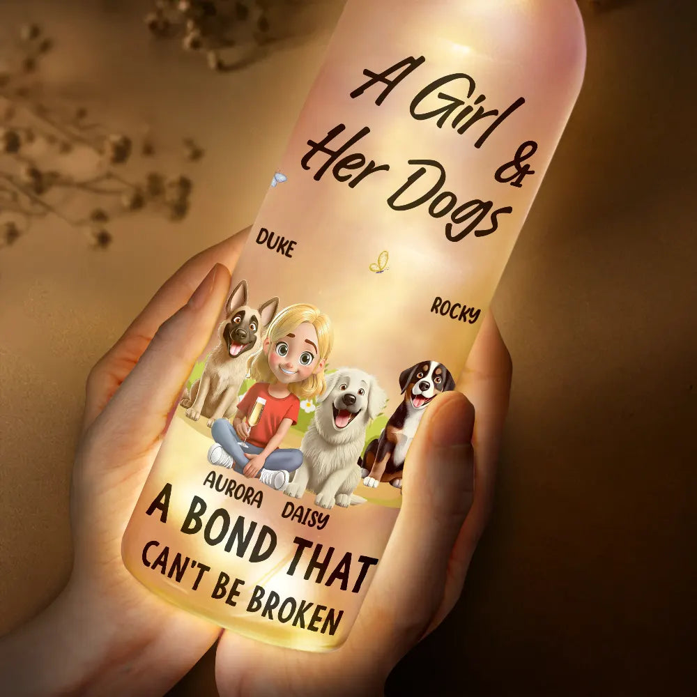 A Girl And Her Dog - A Bond That Can't Be Broken - Personalized Bottle Light for Pet Lovers Bottle Light PopCulturePrints