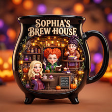 Load image into Gallery viewer, "Stirring Up Magical Moments, Personalized Brew House Cauldron Mug - Gift for Witchy Friends, Coffee Lovers, and Halloween Enthusiasts"
