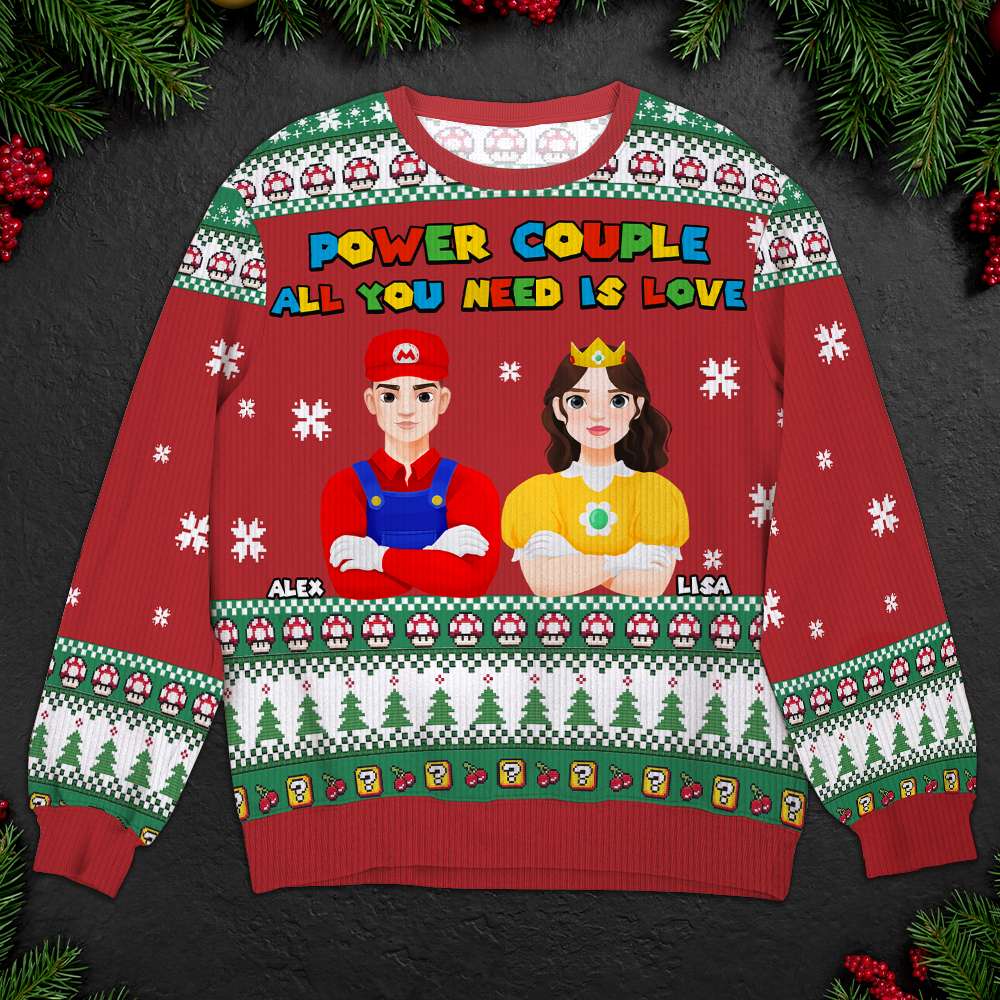 Customized Movie Lover Christmas Sweatshirt - Perfect Valentine's Day Gifts for Couples Ugly Christmas Sweater PopCulturePrints