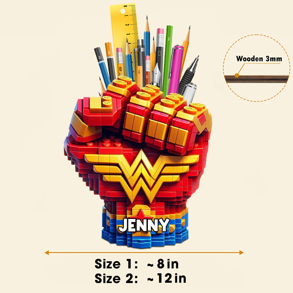 Super Fist Bump Wooden Pen Holder - A Fun and Personalized Gift for Kids Pen Holder PopCulturePrints